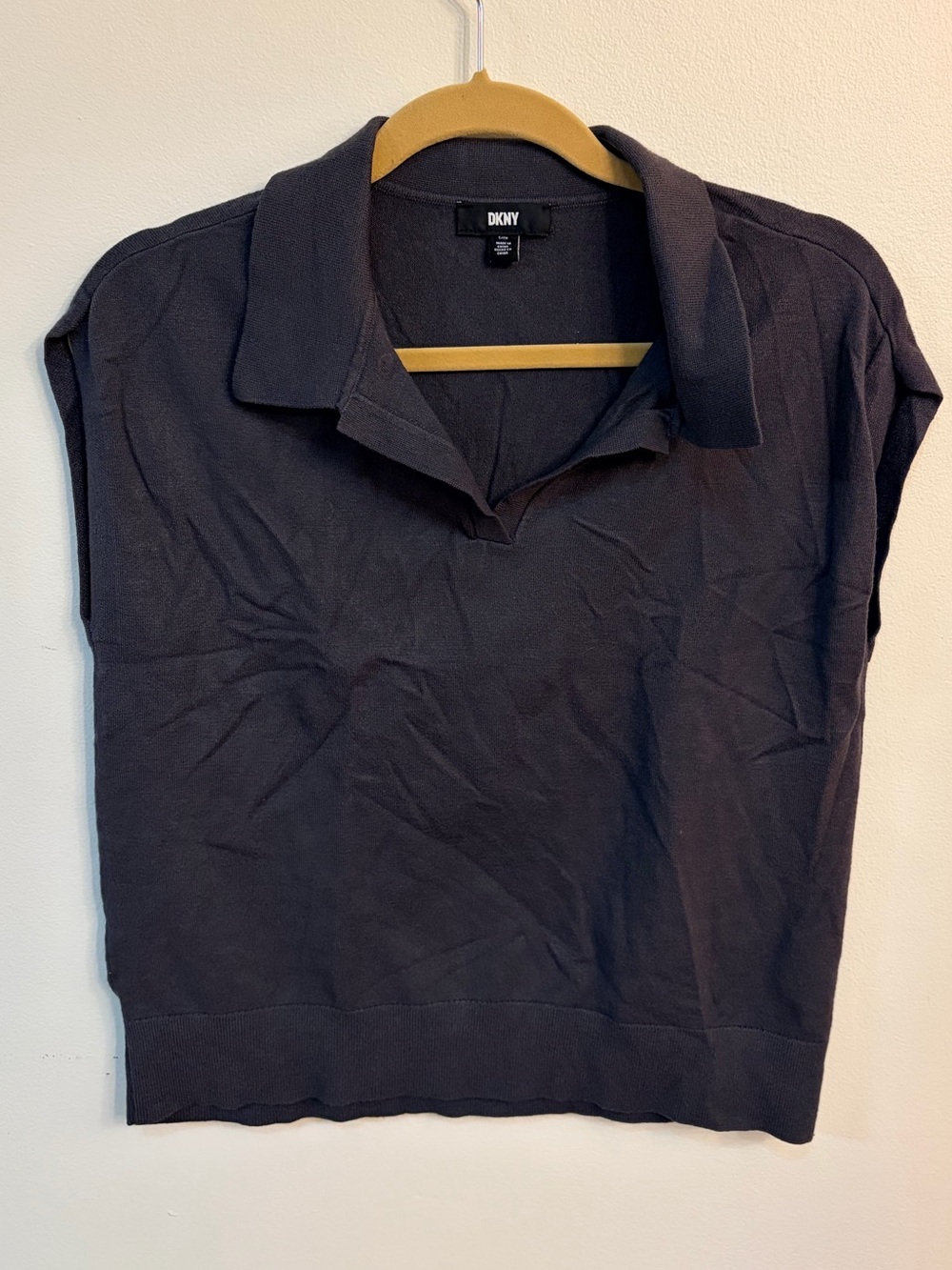New DKNY Black Sleeveless Polo Crop Top